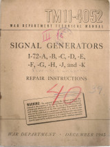 Signal generators I-72-A, -B, -C, -D, -E, -F, -G, -H, -J, and -K Repair instructions