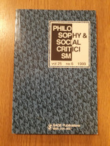 Philosophy & social criticism, vol. 25, no. 6 (1999)