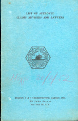 List of approved claimw advisers and Lawyers 1952