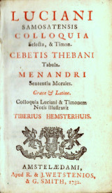 Λουκιανός & Κέβης. Luciani Samosatensis, colloquia selecta. Cebetis Thebani, tabula. Άμστερνταμ, R. & J. Wetstenios, 1732